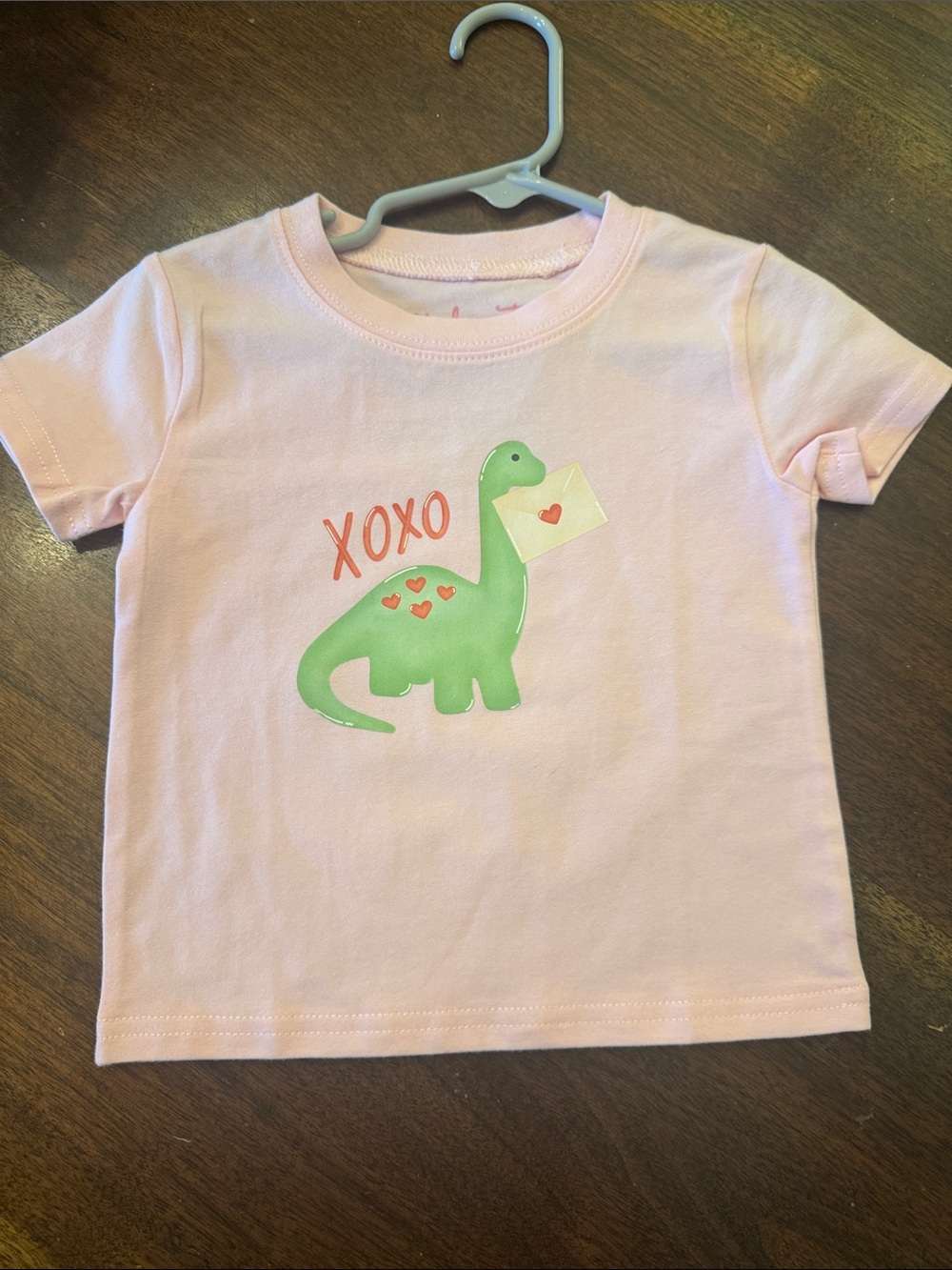 Girls' Pink Dino XOXO Short Sleeve Tee
